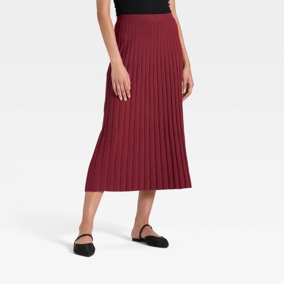 A New Day Pants - Women's Ribbed Mini Sweater Skirt - A New Day Maroon XL
